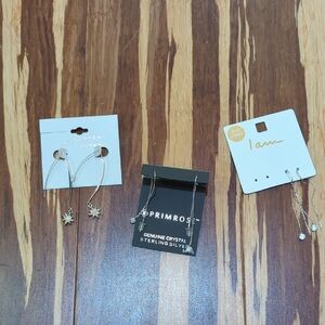 Dangle Earrings Set of 3 with Crystal Accents